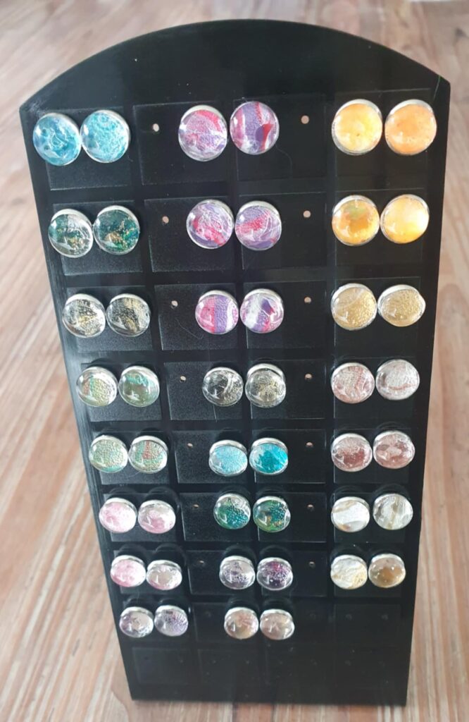 Bijoux artisanaux pouring - Boucles d'oreilles argentées - Nphenix