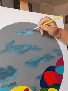 Photo dans l'atelier de l'artiste - Gros plan - Peinture acrylique - Nphenix