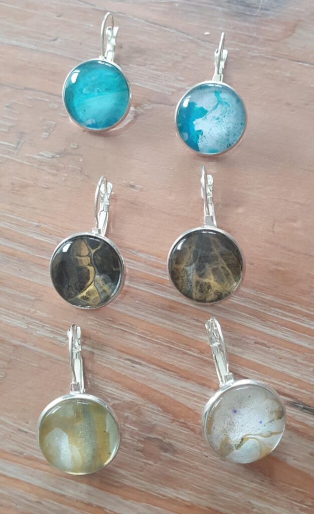 Bijoux artisanaux pouring - Boucles d'oreilles argentées - Nphenix