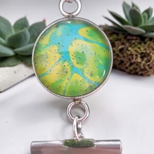 Bracelet argenté artistique Paysage – Bijou unique - Collaboration tissus Mylcouz'êtes