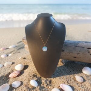 Collier doré artistique Vague Bleue – Bijou unique