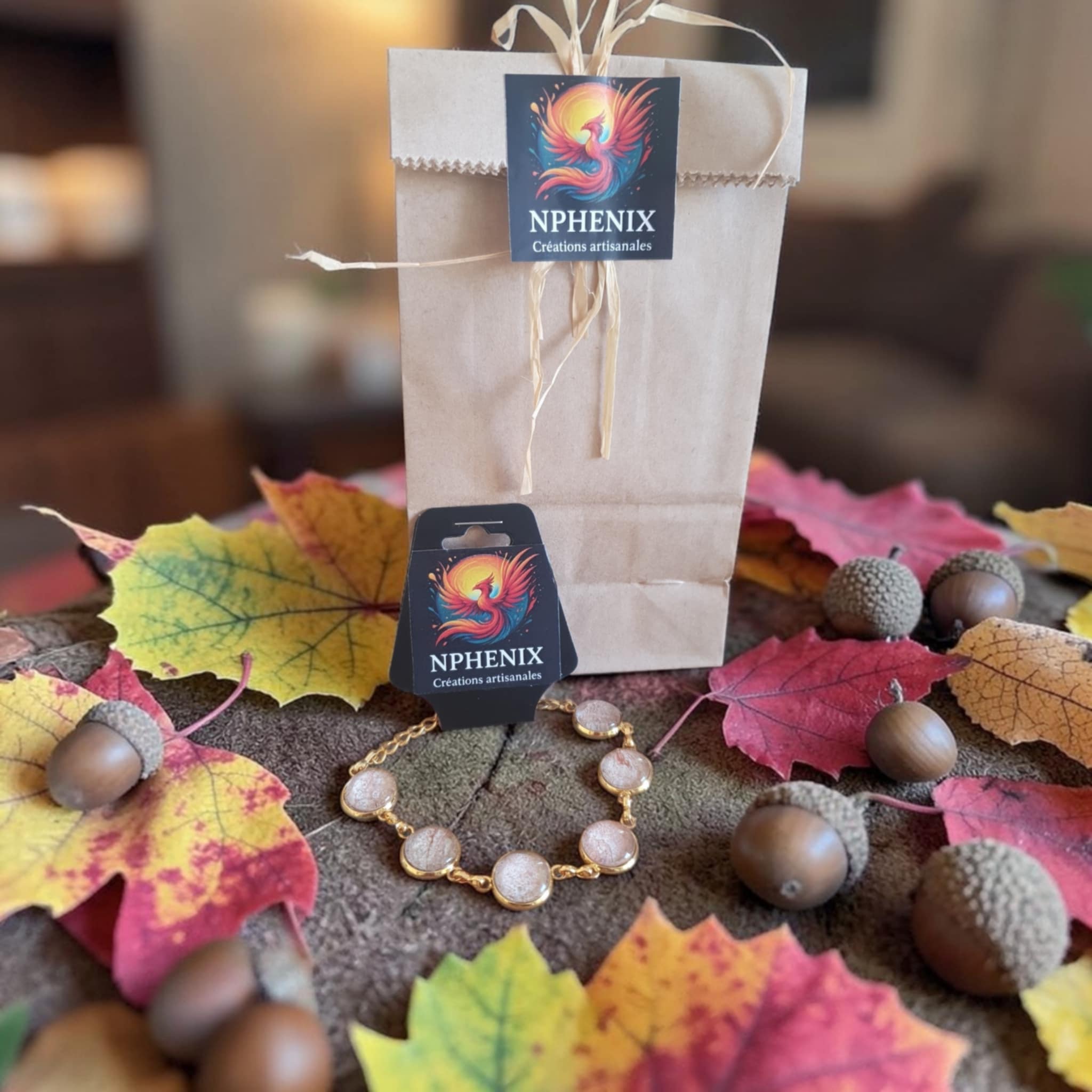 Bracelet doré 6 ronds artistique Automne – Bijou unique – Image 2