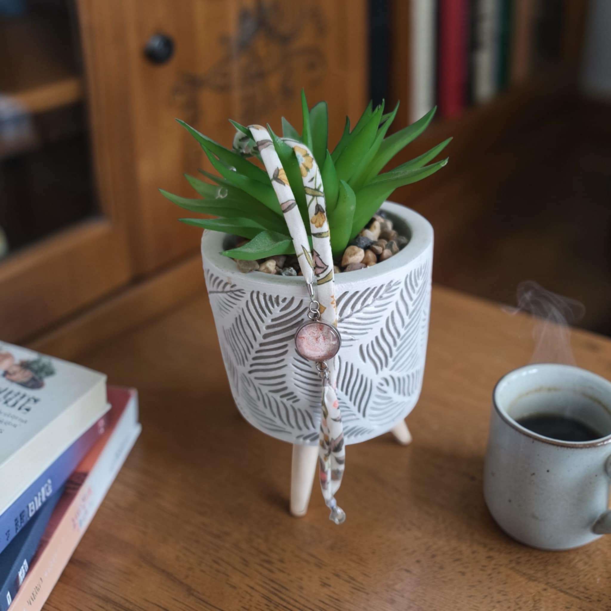 Bracelet argenté artistique Automne – Bijou unique - Collaboration tissus Mylcouz'êtes