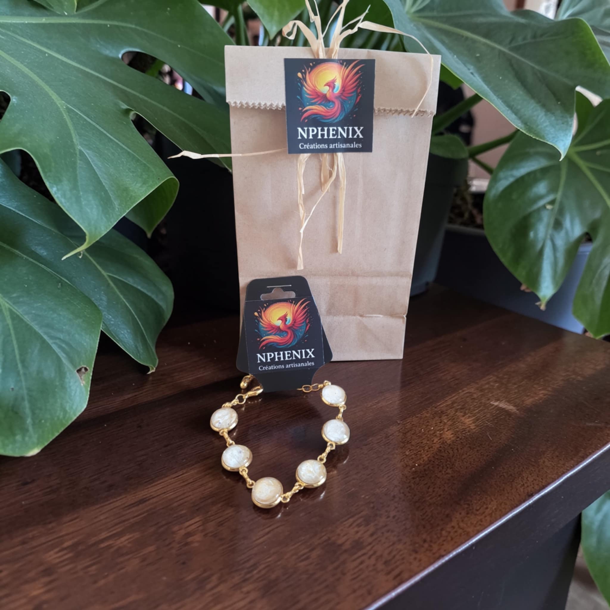 Bracelet doré 6 ronds artistique Perle d'Ocre – Bijou unique – Image 2