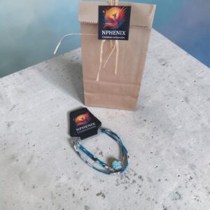 Bracelet argenté artistique Paysage – Bijou unique - Collaboration tissus Mylcouz'êtes