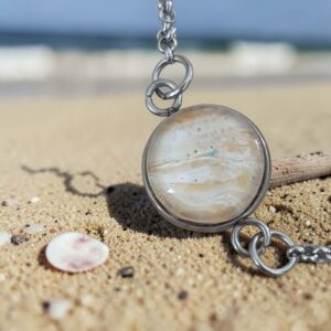 Bracelet argenté artistique Perle d'ocre – Bijou unique