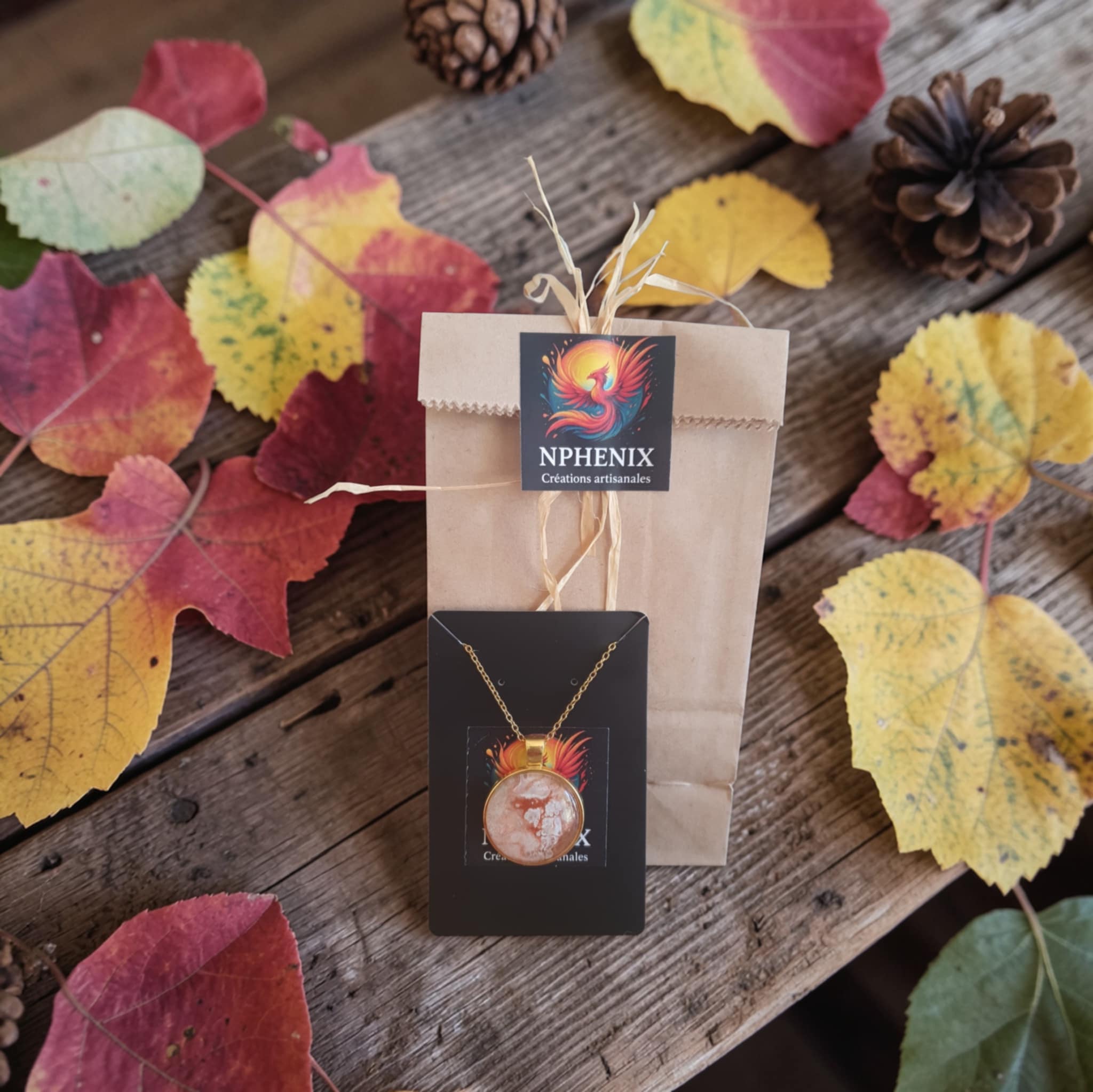 Collier doré artistique Automne – Bijou unique – Image 5