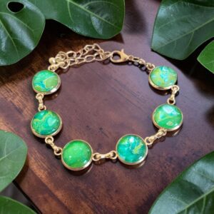 Bracelet doré 6 ronds artistique Chemin de Rivière – Bijou unique