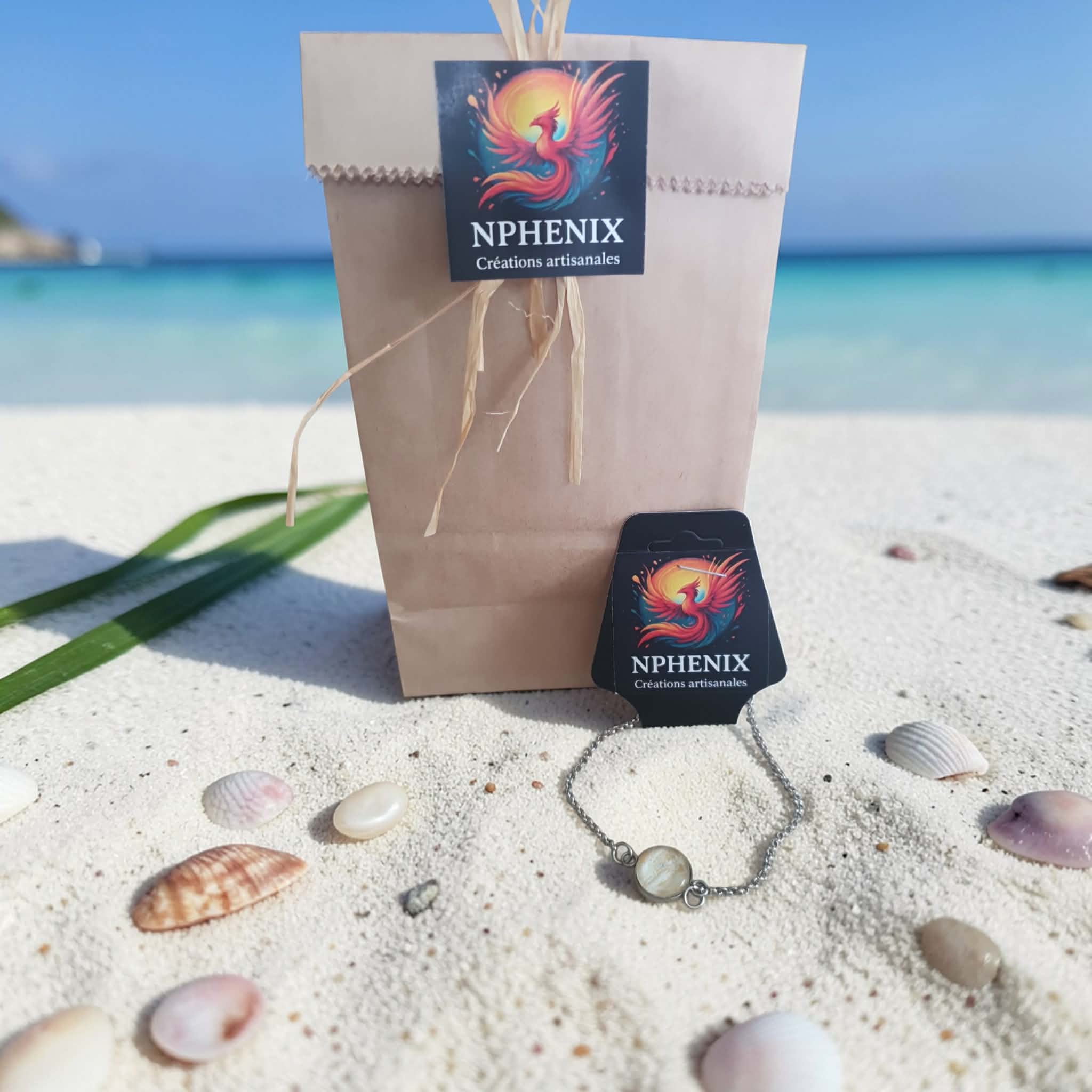 Bracelet argenté artistique Perle d'ocre – Bijou unique – Image 2