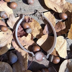 Bracelet argenté artistique Automne – Bijou unique - Collaboration tissus Mylcouz'êtes