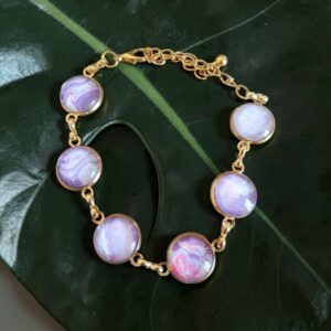 Bracelet doré 6 ronds artistique Lilas – Bijou unique