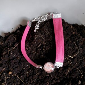 Bracelet argenté artistique Terre Battue – Bijou unique - Collaboration tissus Mylcouz'êtes