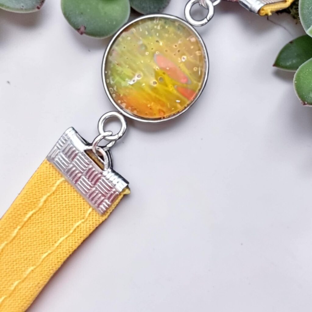 Bracelet argenté artistique L'éveil Solaire – Bijou unique - Collaboration tissus Mylcouz'êtes