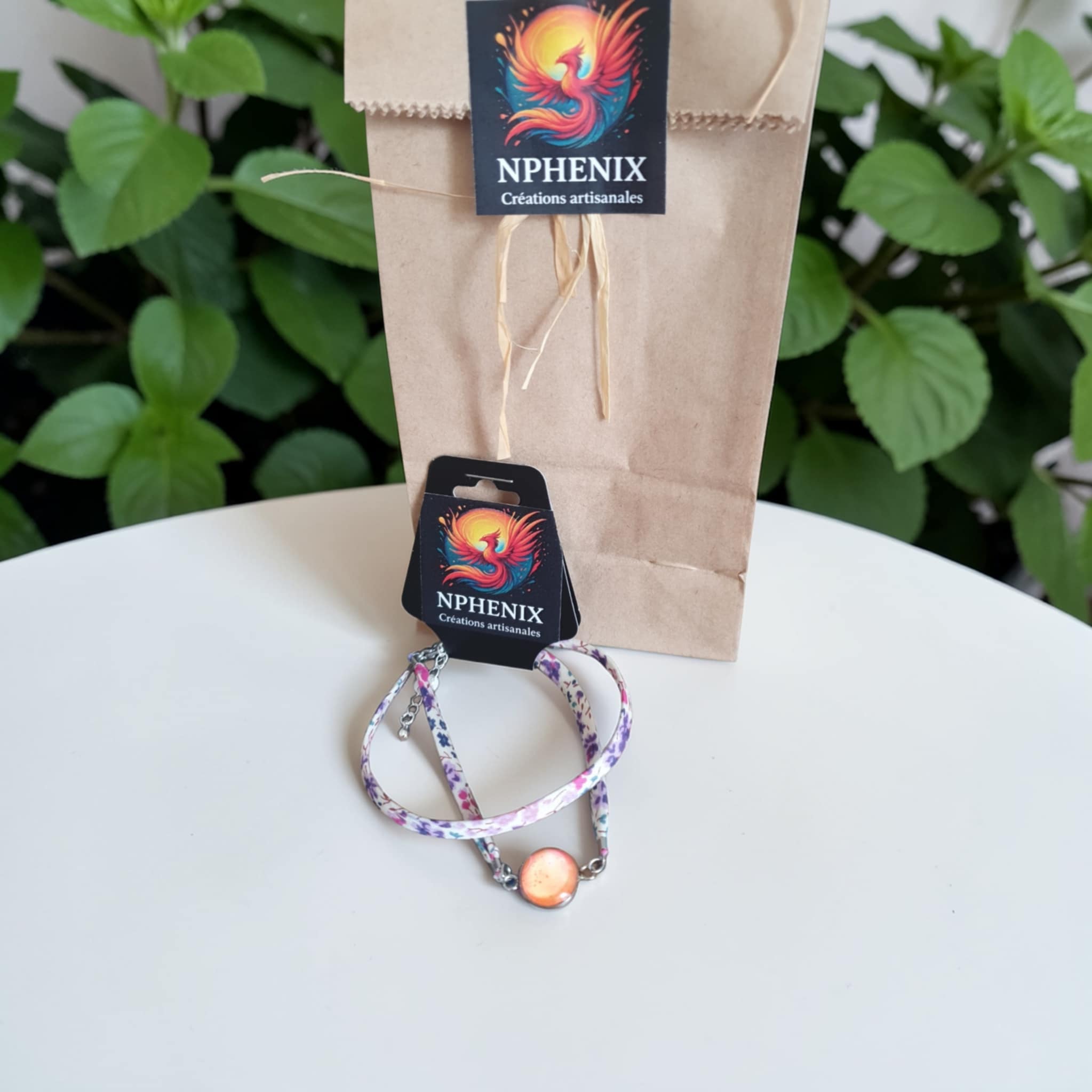 Bracelet argenté artistique Bonbon Douceur – Bijou unique - Collaboration tissus Mylcouz'êtes – Image 4