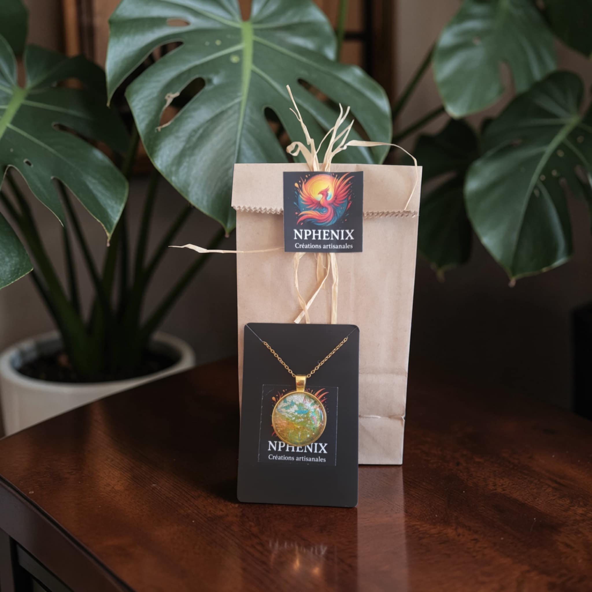 Collier doré artistique Paysage – Bijou unique – Image 4