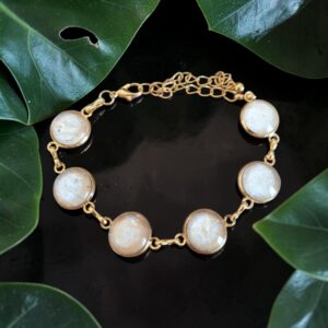 Bracelet doré 6 ronds artistique Perle d'Ocre – Bijou unique