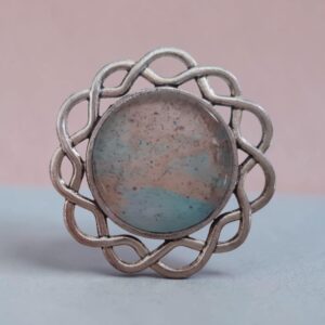 Bague argentée artistique Marguerite Ciel Rosé – Bijou unique