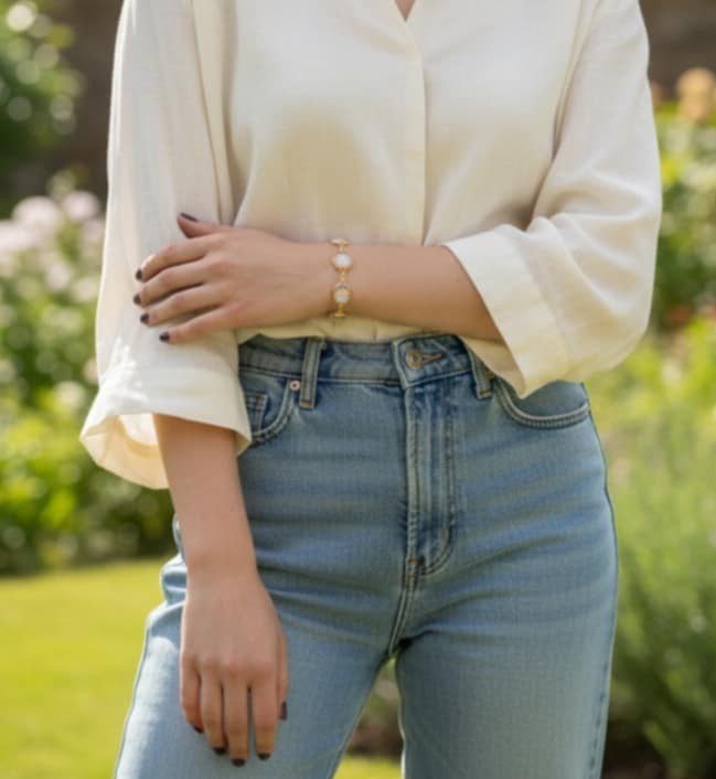 Bracelet doré 6 ronds artistique Automne – Bijou unique – Image 3