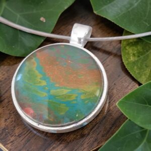 Collier tour de cou câble argenté artistique Paysage – Bijou unique