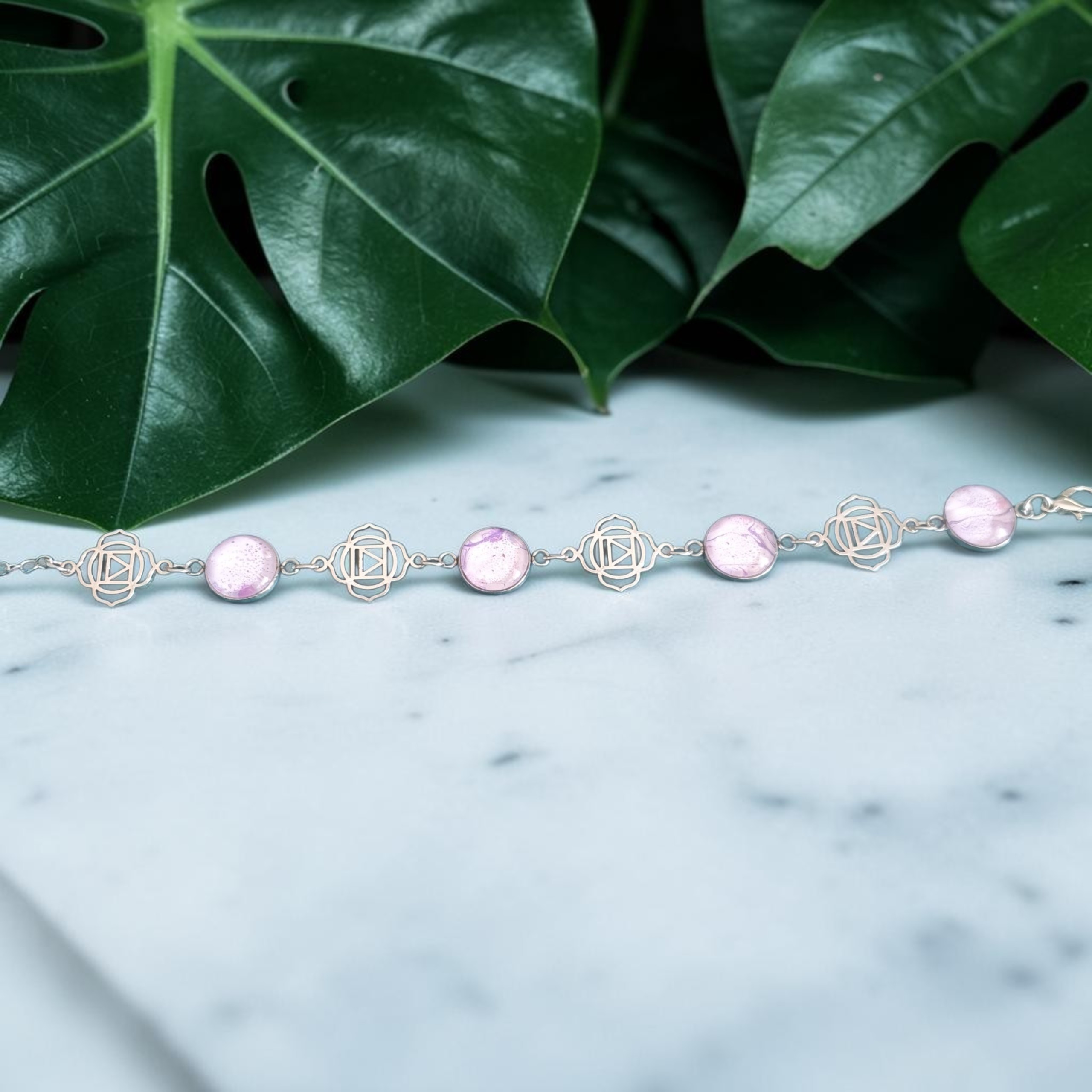 Bracelet argenté 4 ronds artistique Lilas – Bijou unique – Image 2