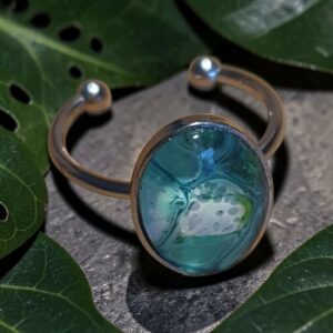 bague argentée ovale