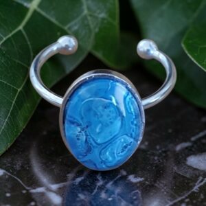 bague ovale argentée