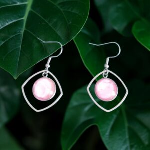 boucles d'oreilles argentées carré arrondie